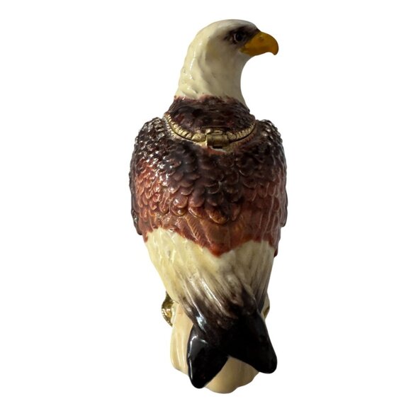 Decorative Bald Eagle Trinket Box With Rhinestone Accents & Hinged Storage - Picture 2 of 3